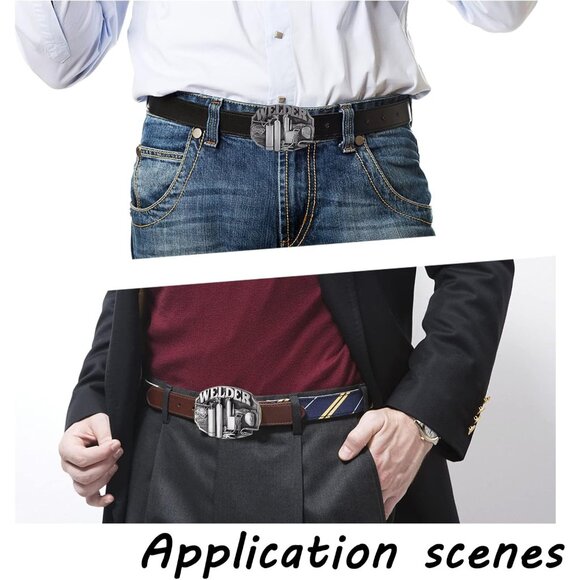 Men's Black Vintage Simple Heavy Duty Alloy Reversible Replacement Belt Buckle - Picture 5 of 5